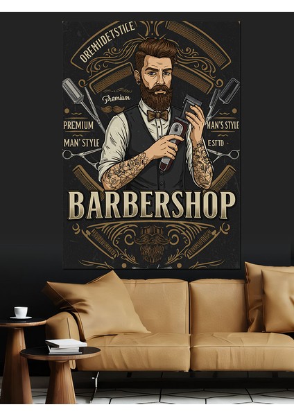 Berber ve Vintage Stil Afişi Dekoratif Kanvas - Mdf Ahşap Tablo fiyatları
