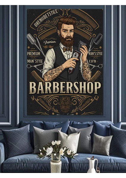Berber ve Vintage Stil Afişi Dekoratif Kanvas - Mdf Ahşap Tablo modelleri
