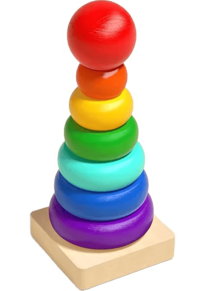 Montessori Ahşap Sıralama Istifleme Oyuncakları Bebekler ve Çocuklar Için Puzzle Okul Öncesi Ince Motor Beceri Oyuncak 1 Yıl Için Renk: Gökkuşağı (Yurt Dışından)