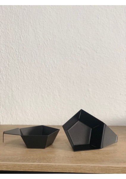 Luxury Siyah Ahşap Tabanlı 6 Parça Metal Çerezlik 1 Adet