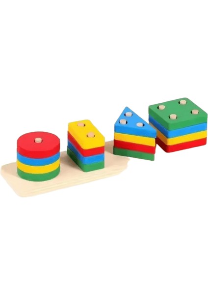 Montessori Ahşap Oyuncaklar Renk Şekil Eşleştirme Bulmaca Oyunu Renkli Boncuklu Renk Biliş Erken Eğitici Oyuncaklar Çocuklar Için Hediye Renk: Küp 4 Sütun (Yurt Dışından)