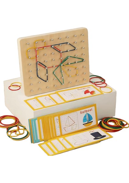Ahşap Yapboz Oyuncakları Geometrik Şekil Lastik Bant Çivi Tahtası Oyunu Çocuklar Montessori Eğitici Yaratıcı Oyuncak Ince Motor Eğitimirenk:1set (Yurt Dışından)