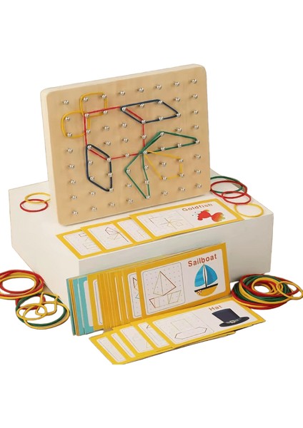 Ahşap Yapboz Oyuncakları Geometrik Şekil Lastik Bant Çivi Tahtası Oyunu Çocuklar Montessori Eğitici Yaratıcı Oyuncak Ince Motor Eğitimirenk:1set (Yurt Dışından)