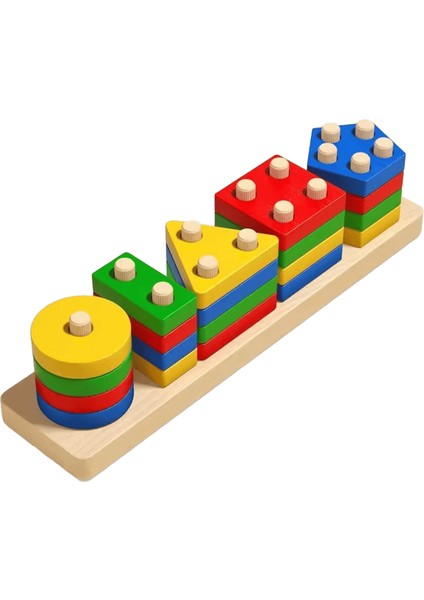 Montessori Ahşap Sıralama Istifleme Oyuncakları Bebekler ve Çocuklar Için Puzzle Okul Öncesi Ince Motor Beceri Oyuncak 1 Yıl Renk:renkli (Yurt Dışından)