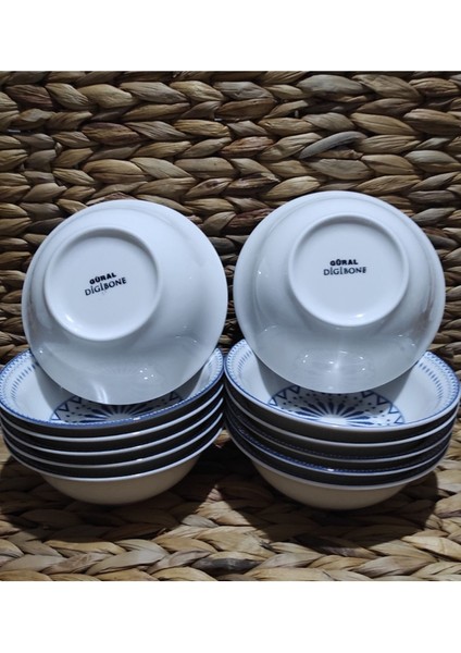 Luxury Güral Porselen Dijital 14 cm ( Küçük) 12 Adet Çorba Kase 1 Adet
