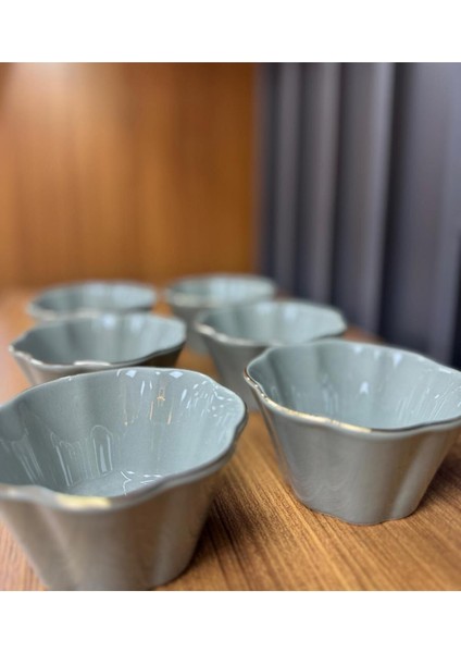 Luxury 6'lı Altın Yaldızlı Porselen Çerezlik Kase 1 Adet modelleri