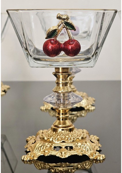 Luxury 6'lı Kirazlı Döküm Ayaklı Magnolia Dondurmalık & Kase & Sunumluk Cup 1 Adet fiyatları