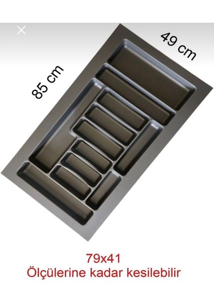 Luxury 85/49 cm Çekmece Içi Kaşıklık (Gri) 80/40 cm Kadar Kesilebilir.ücretsiz Kesim 1 Adet