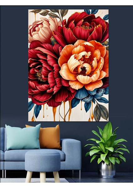 Renkli Çiçek Buketi Dekoratif Kanvas - Mdf Ahşap Tablo fiyatları