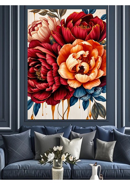 Renkli Çiçek Buketi Dekoratif Kanvas - Mdf Ahşap Tablo fırsatları