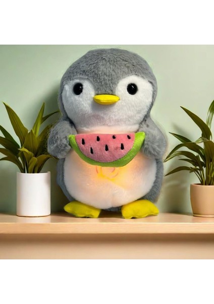 Luxury Penguen Peluş Sevimli Uyku Arkadaşı Nefes Alıp Veren Işıklı Müzikli Peluş Oyuncak 1 Adet