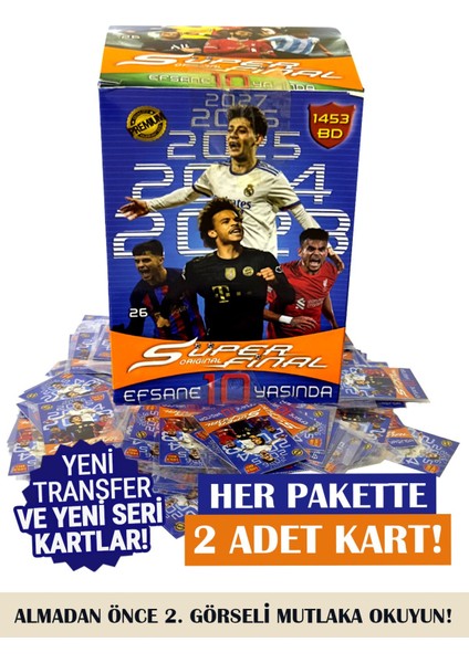 Luxury Süper Final Oyun Kartı 10. Yıl Güncel Transferler Futbol Oyun Kartları 100 Paket 200 Adet 2023-2017 1 Adet