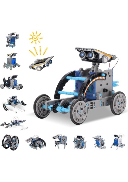Acelıfe Çocuklar Için Güneş Enerjili Robot Oyuncak, 12'si 1 Arada Stem Kit, Kendin Yap Inşaat