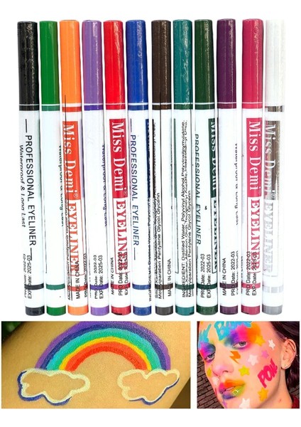 Luxury Miss Renkli Eyeliner Pen 12 Color Eyeliner 1 Adet