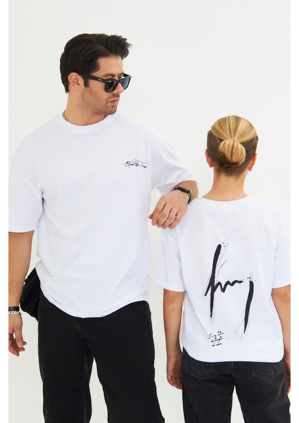 Arka Baskılı %100 Pamuk Unisex Oversize Siyah Çocuk Tişört indirimleri