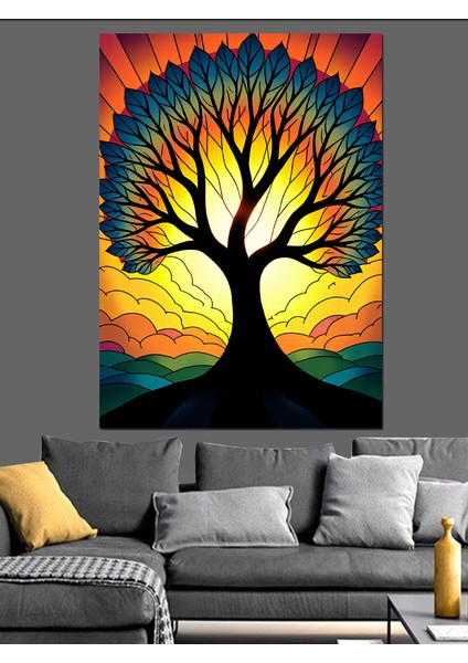 Güneşe Karşı Ağaç Dekoratif Kanvas - Mdf Ahşap Tablo fiyatları