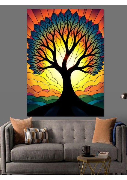 Güneşe Karşı Ağaç Dekoratif Kanvas - Mdf Ahşap Tablo modelleri