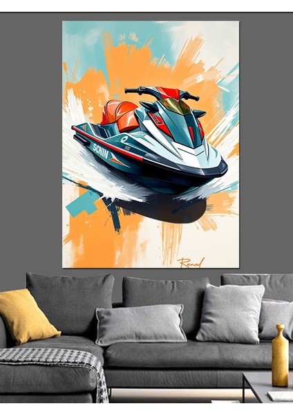 Sürat Jet Sky Macerası Dekoratif Kanvas - Mdf Ahşap Tablo