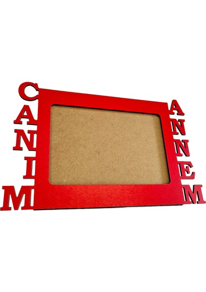 Anneler Günü Kırmızı Ahşap Fotoğraf Çerçevesi Canım Annem