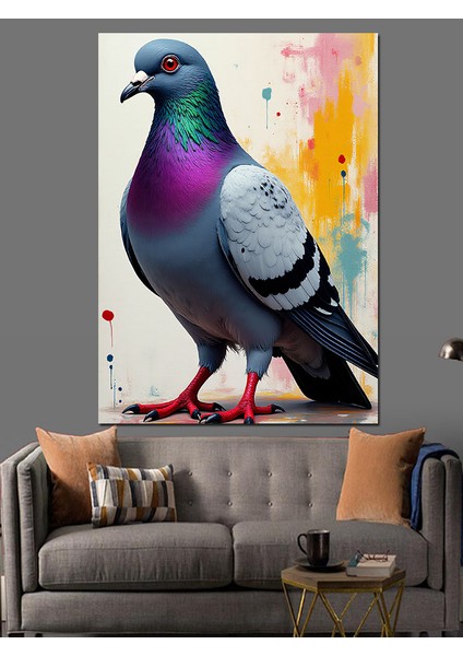 Renkli Güvercin Özgürlüğü Dekoratif Kanvas - Mdf Ahşap Tablo