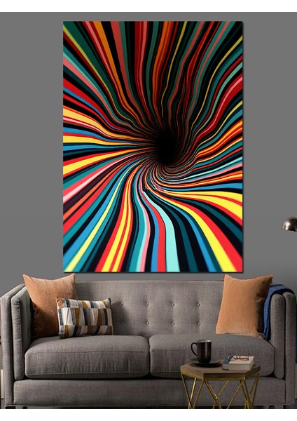 Renkli Dalga Spiral Dekoratif Kanvas - Mdf Ahşap Tablo