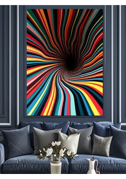 Renkli Dalga Spiral Dekoratif Kanvas - Mdf Ahşap Tablo fırsatları