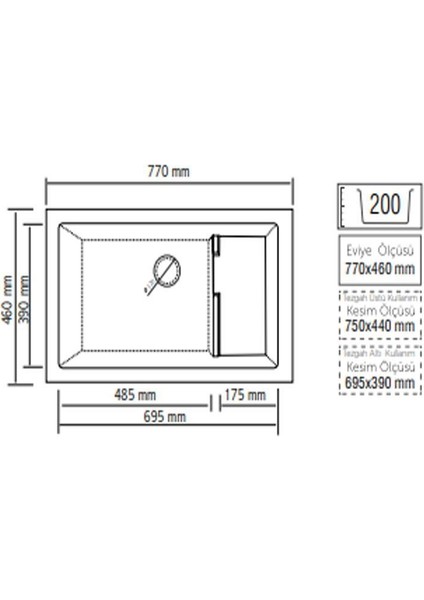 P017 Cappucino Granit Mutfak Eviyesi 77X46 fiyatları