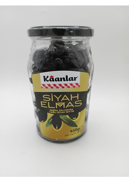 Doğal Salamura Yağlı Siyah Zeytin 'siyah Elmas ' 450 gr (201-230) Xl
