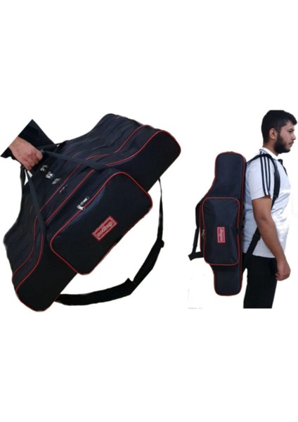 Siyah 145CM 4 Gözlü Lüx Olta Çantası