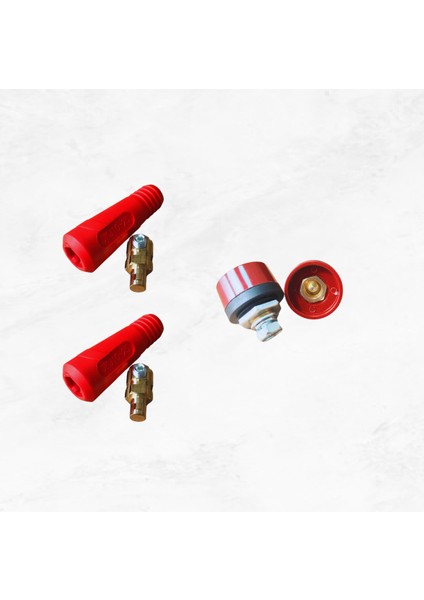 10-25 Kaynak Makina Kablo Bağlantı Elemanı - 2 Takım -Kırmızı