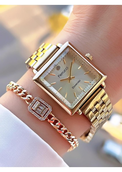 Kristal Camlı Çelik Kordon 2 Yıl Garantili 3 Atm Kadın Kol Saati+Bileklik NS.FRC.0041.L2 fiyatları