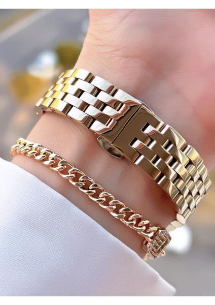 Kristal Camlı Çelik Kordon 2 Yıl Garantili 3 Atm Kadın Kol Saati+Bileklik NS.FRC.0041.L2 fırsatları