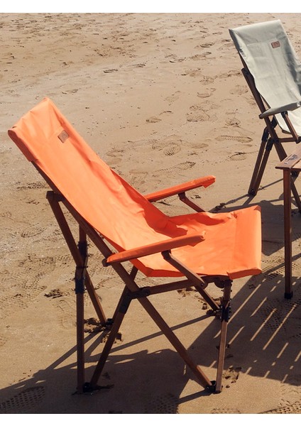 Ahşap - Kollu Katlanır Kamp - Bahçe - Balkon Sandalyesi - Koyu Ceviz Iskelet - Turuncu Kılıf - Turuncu Çanta fiyatları