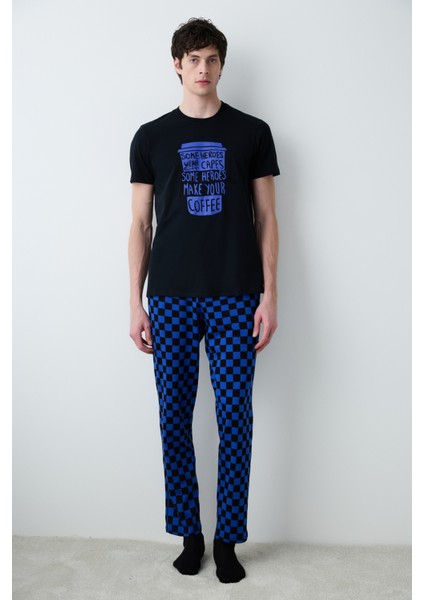 Make Coffee Çok Renkli Pantolonlu Pijama Takımı