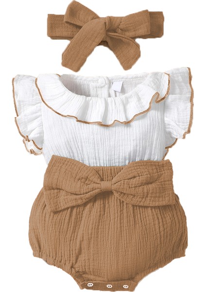 x Ipek Atlas Kız Bebek Müslin Bandanalı Hediyelik Romper Zıbın