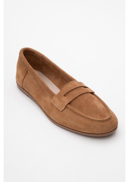 F02 Toprak Süet Hakiki Deri Kadın Loafer Ayakkabı modelleri