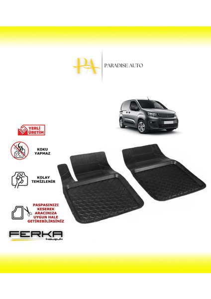 Peugeot Rifter Van Ön 2 Parça 2019 ve Üstü Uyarlanabilir Havuzlu Paspas