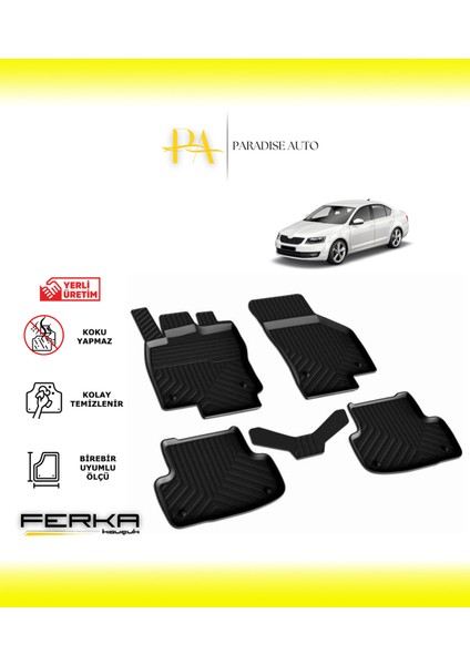 Skoda Octavia 3 2013-2019 4d Havuzlu Paspas