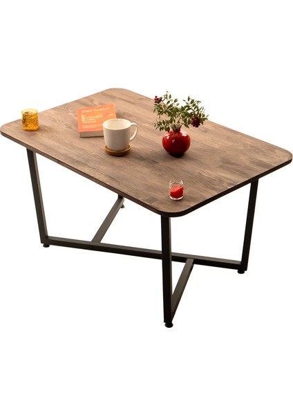 Çelik Ayaklı Sehpa - Salon Sehpa - Dekoratif Sehpa - Massif Çam - Ceviz fırsatları