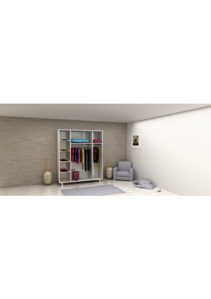 4 Kapaklı Gardırop PARLAK BEYAZ MDFLAM 205 cm *180 cm *53 cm 4KGM002 fiyatları