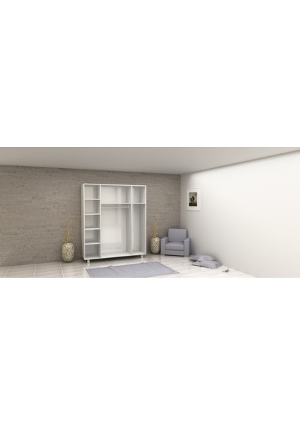 4 Kapaklı Gardırop PARLAK BEYAZ MDFLAM 205 cm *180 cm *53 cm 4KGM002 modelleri