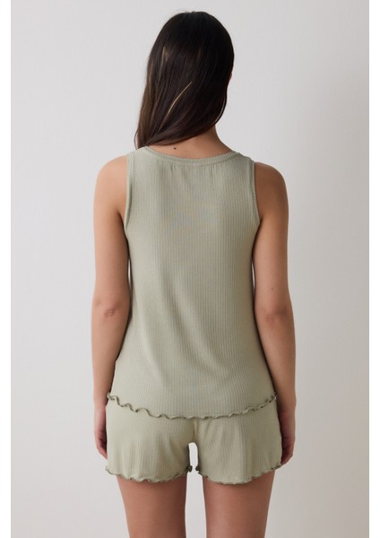 Bloom Solid Haki Şort Pijama Altı