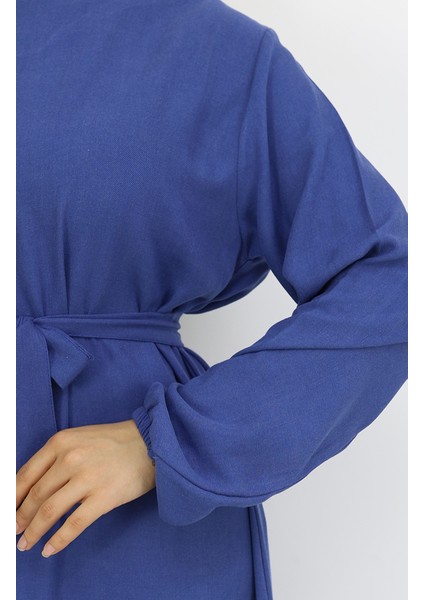 Belmando Kumaş Kuşaklı Elbise 2013-03 Indigo
