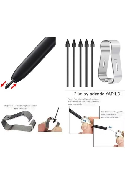 Samsung S Pen Tablet Uyumlu Kalem Ucu Tab S6/S6LTE/S7FE/S7ULTRA/S8 /s8 ULTRA/S9/S9FEULTRA S10/S10ULTRA (5 Tane) Siyah fiyatları