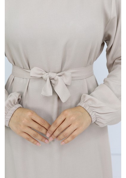 Belmando Kumaş Kuşaklı Elbise 2013-02 Vizon fırsatları