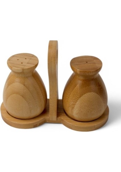 Mrk Model Bambu Standlı 3 Parça Tuzluk Biberlik Seti