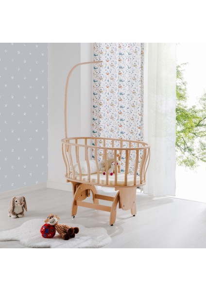 BW6230-PRATO Doğal Ahşap Sepet Beşik - Sallanır- Tekerlekli - Yeni Doğan Beşiği - 50X90 - Uyku Setli modelleri
