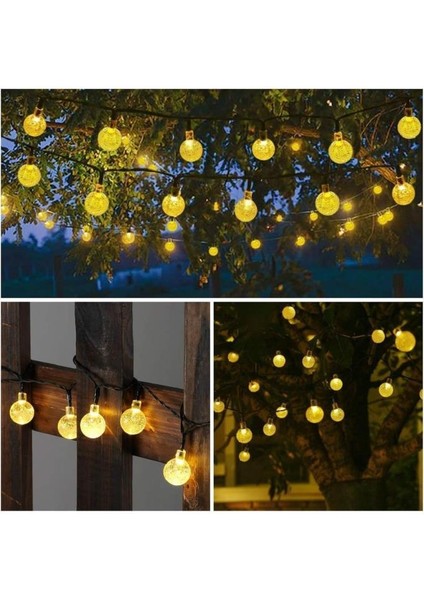 7 Metre 50 LED Opak Solar Lamba Güneş Enerjili Sarı Işık Top Zincir Bahçe Aydınlatma Parti Süs Lambası fiyatları