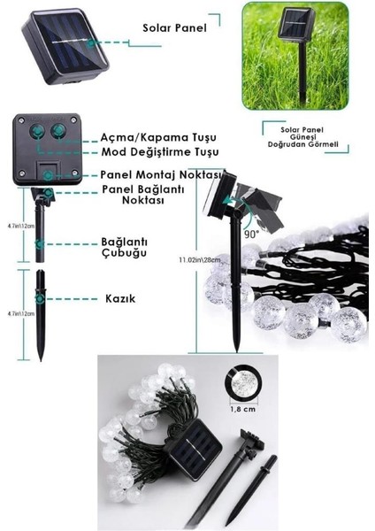 7 Metre 50 LED Opak Solar Lamba Güneş Enerjili Sarı Işık Top Zincir Bahçe Aydınlatma Parti Süs Lambası indirimleri