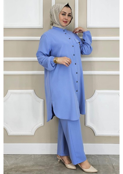 Kadın Sallantı Aksesuarlı Hakim Yaka Tesettür Takım